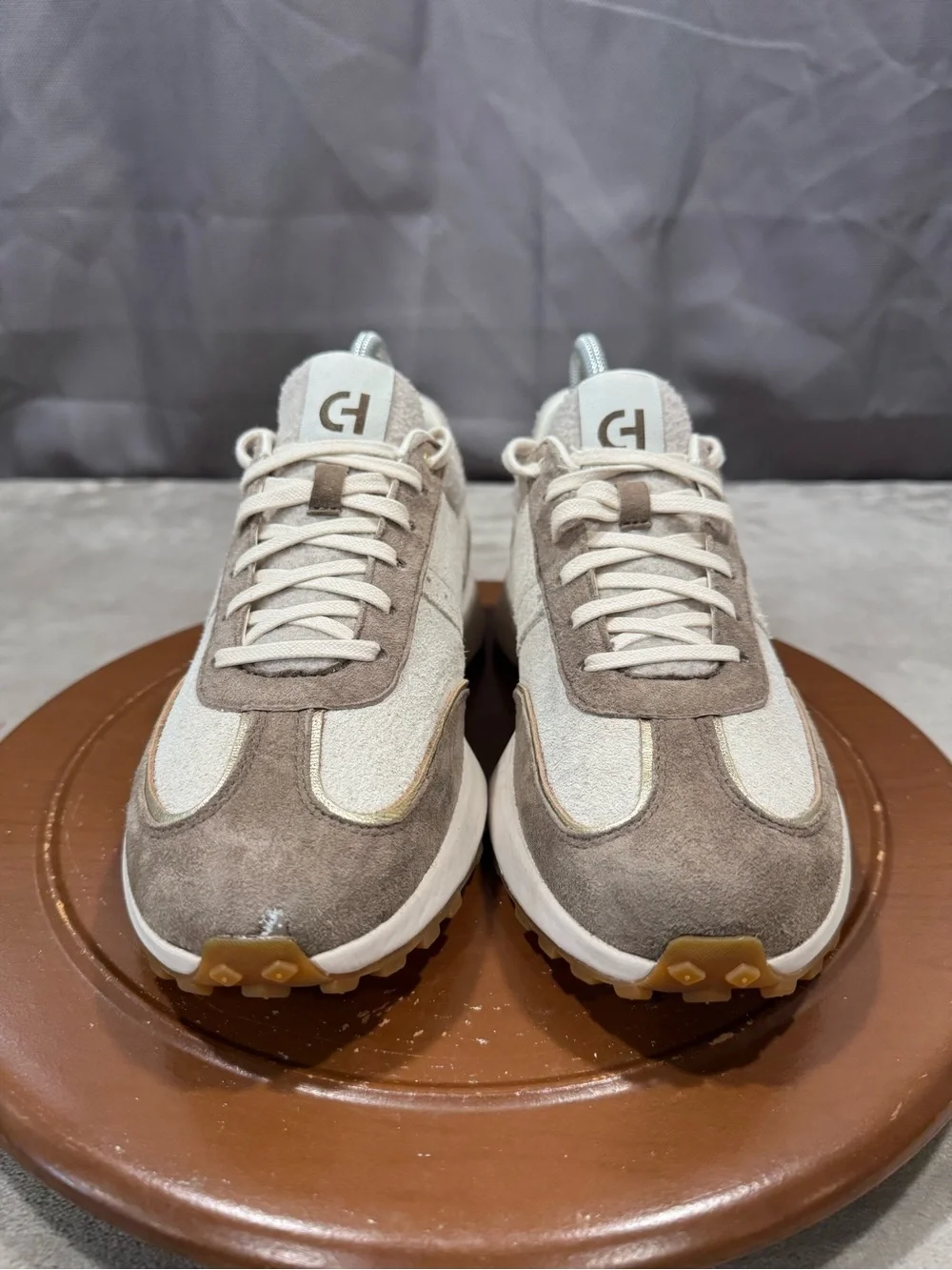 Cole Haan Women's Beige & Cream Suede Sneakers - Picture 6 of 11